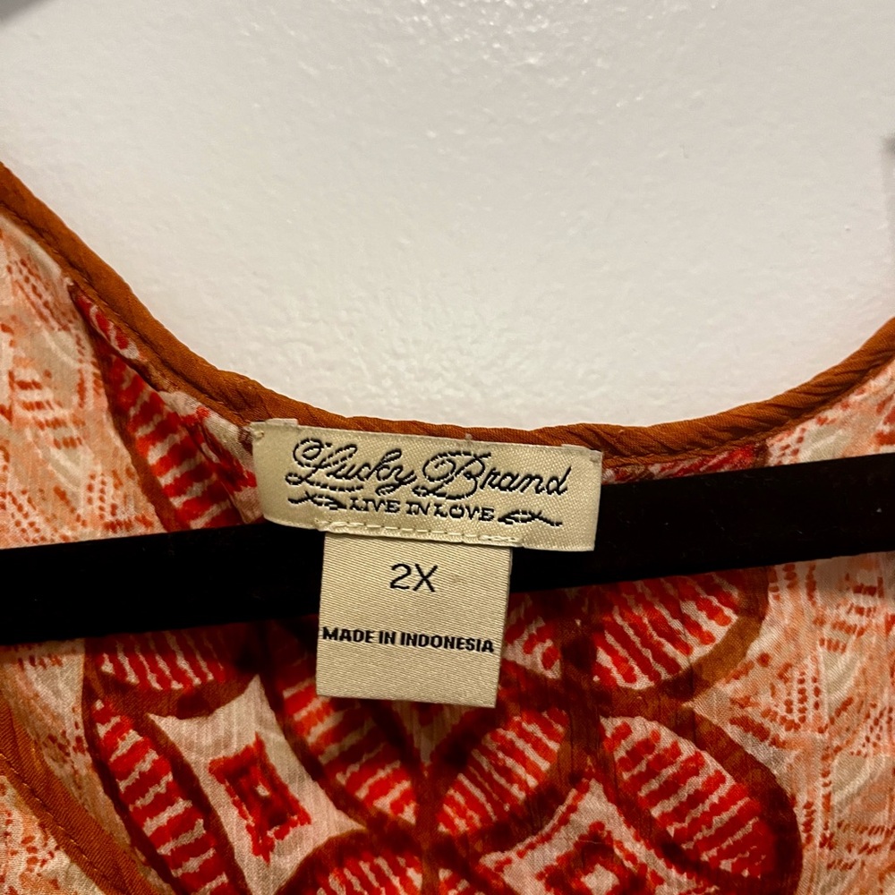 Elegant Beige and Red Women's blouse.From the renowned Lucky brand, long sleeves - Picture 5 of 15